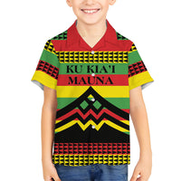 Hawaii Ku Kia'i Mauna Personalized Family Matching Summer Maxi Dress and Hawaiian Shirt Hawaiian Kanaka Maoli Motif LT9 Son's Shirt Green - Polynesian Pride