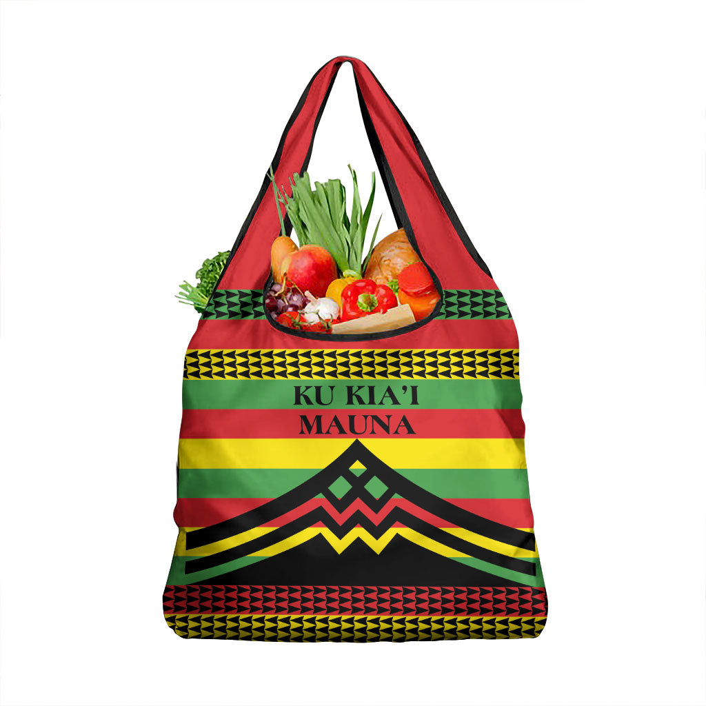 Hawaii Ku Kia'i Mauna Grocery Bag Hawaiian Kanaka Maoli Motif LT9 1-pack One Size Green - Polynesian Pride
