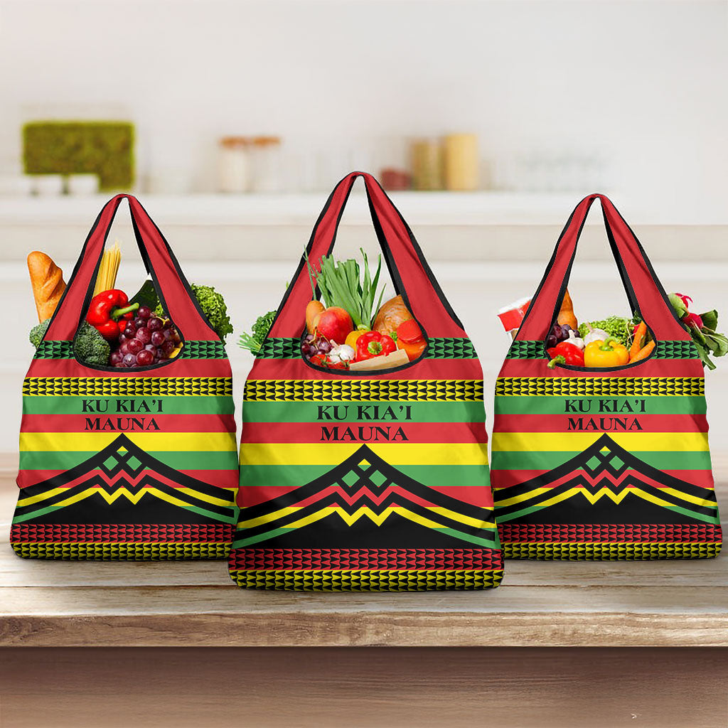 Hawaii Ku Kia'i Mauna Grocery Bag Hawaiian Kanaka Maoli Motif