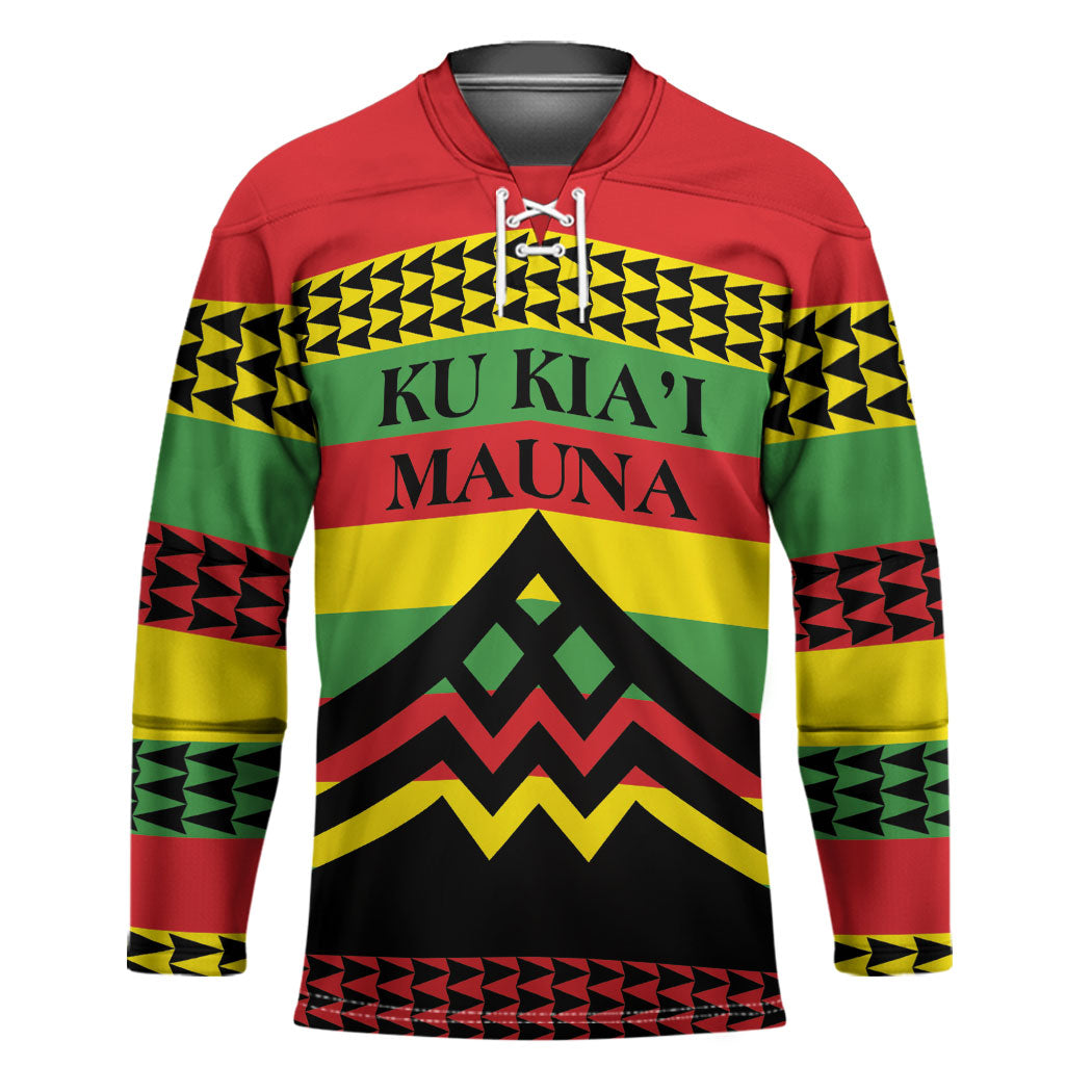 Hawaii Ku Kia'i Mauna Personalized Hockey Jersey Hawaiian Kanaka Maoli Motif LT9 Unisex Green - Polynesian Pride