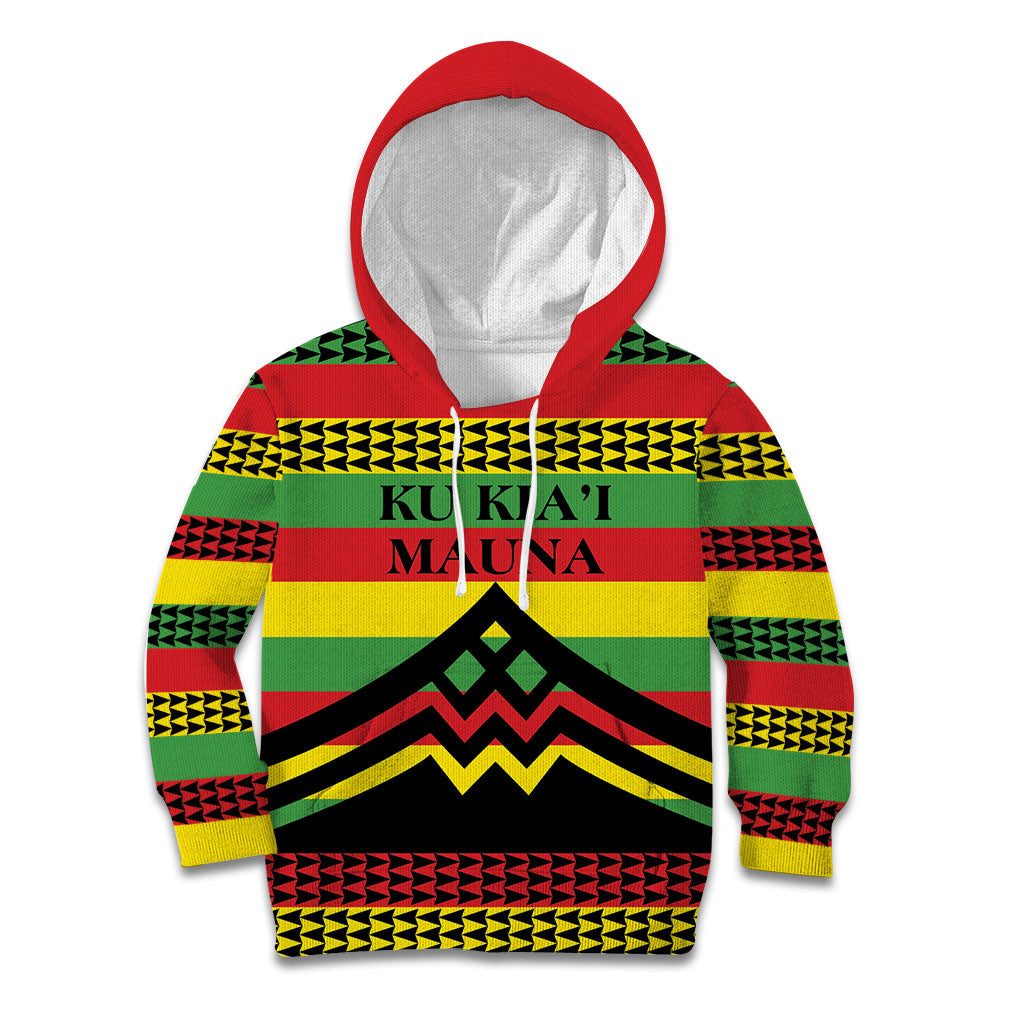 Hawaii Ku Kia'i Mauna Personalized Kid Hoodie Hawaiian Kanaka Maoli Motif LT9 Hoodie Green - Polynesian Pride