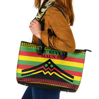 Hawaii Ku Kia'i Mauna Leather Tote Bag Hawaiian Kanaka Maoli Motif LT9 Green - Polynesian Pride