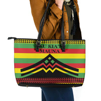 Hawaii Ku Kia'i Mauna Leather Tote Bag Hawaiian Kanaka Maoli Motif LT9 - Polynesian Pride