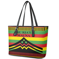 Hawaii Ku Kia'i Mauna Leather Tote Bag Hawaiian Kanaka Maoli Motif LT9 - Polynesian Pride