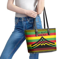 Hawaii Ku Kia'i Mauna Leather Tote Bag Hawaiian Kanaka Maoli Motif LT9 - Polynesian Pride