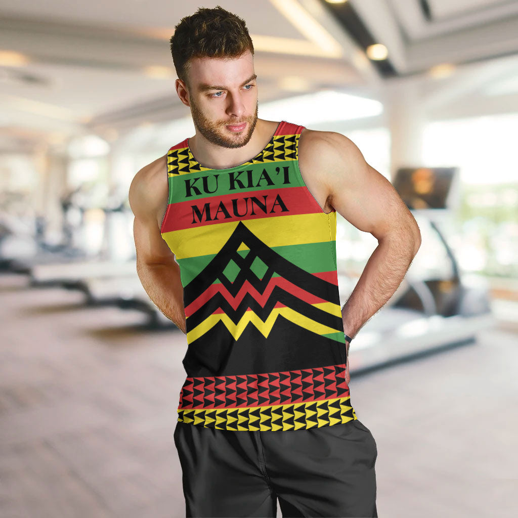 Hawaii Ku Kia'i Mauna Personalized Men Tank Top Hawaiian Kanaka Maoli Motif LT9 Green - Polynesian Pride