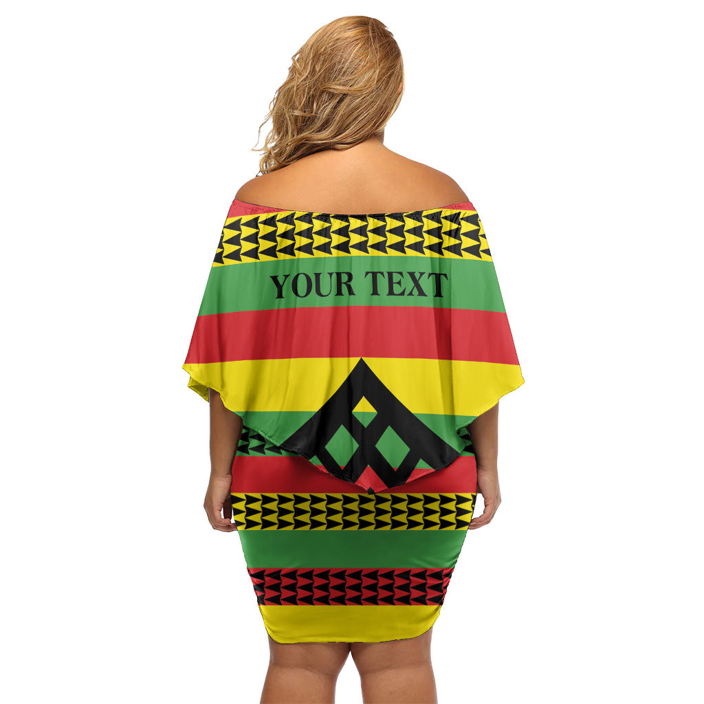 Hawaii Ku Kia'i Mauna Personalized Off Shoulder Short Dress Hawaiian Kanaka Maoli Motif LT9 - Polynesian Pride
