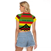 Hawaii Ku Kia'i Mauna Personalized Raglan Cropped T Shirt Hawaiian Kanaka Maoli Motif LT9 - Polynesian Pride