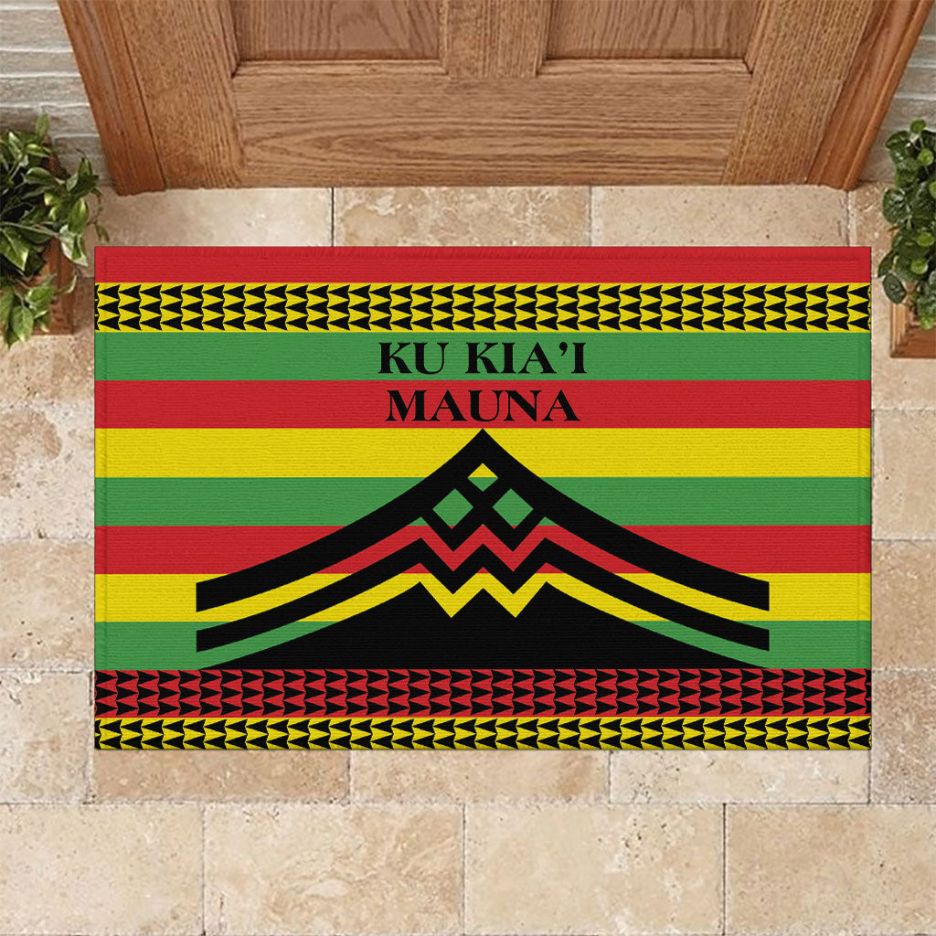 Hawaii Ku Kia'i Mauna Rubber Doormat Hawaiian Kanaka Maoli Motif LT9 Green - Polynesian Pride