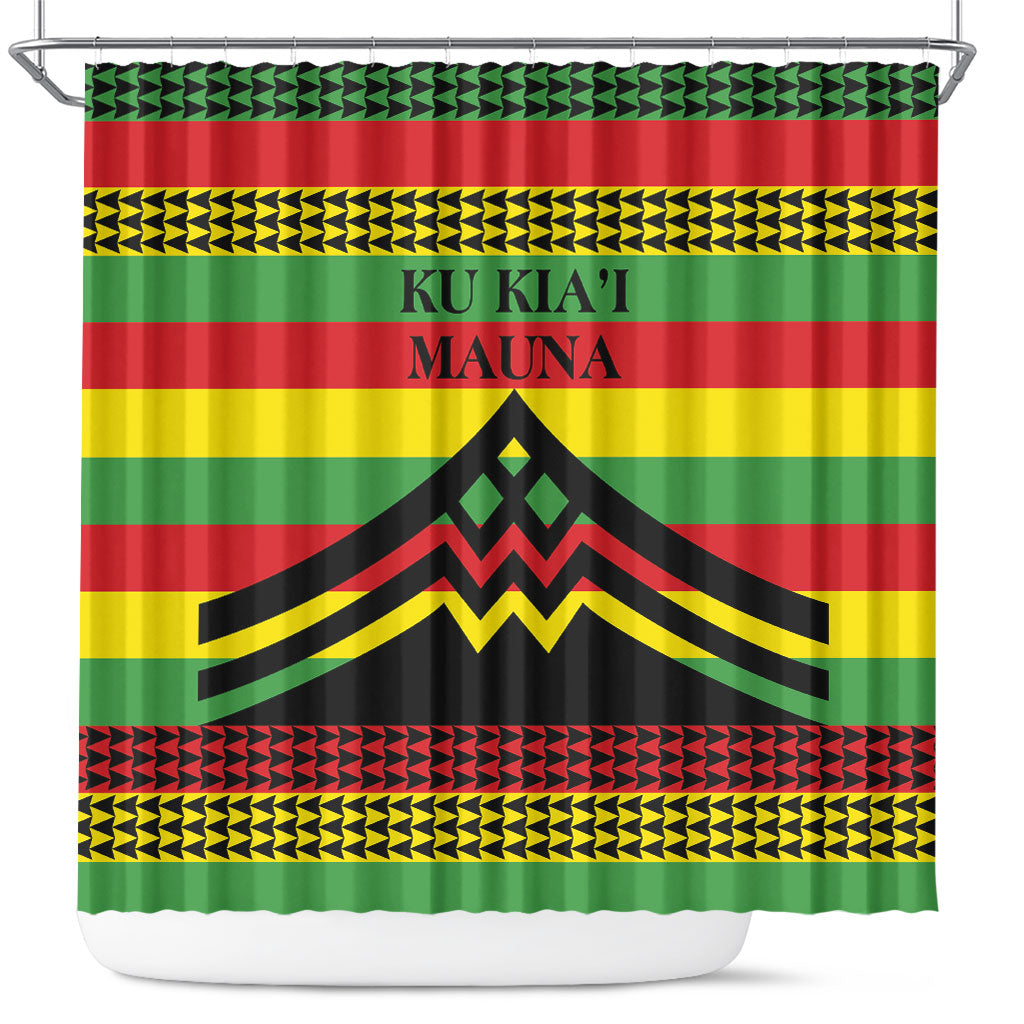 Hawaii Ku Kia'i Mauna Shower Curtain Hawaiian Kanaka Maoli Motif LT9 Green - Polynesian Pride
