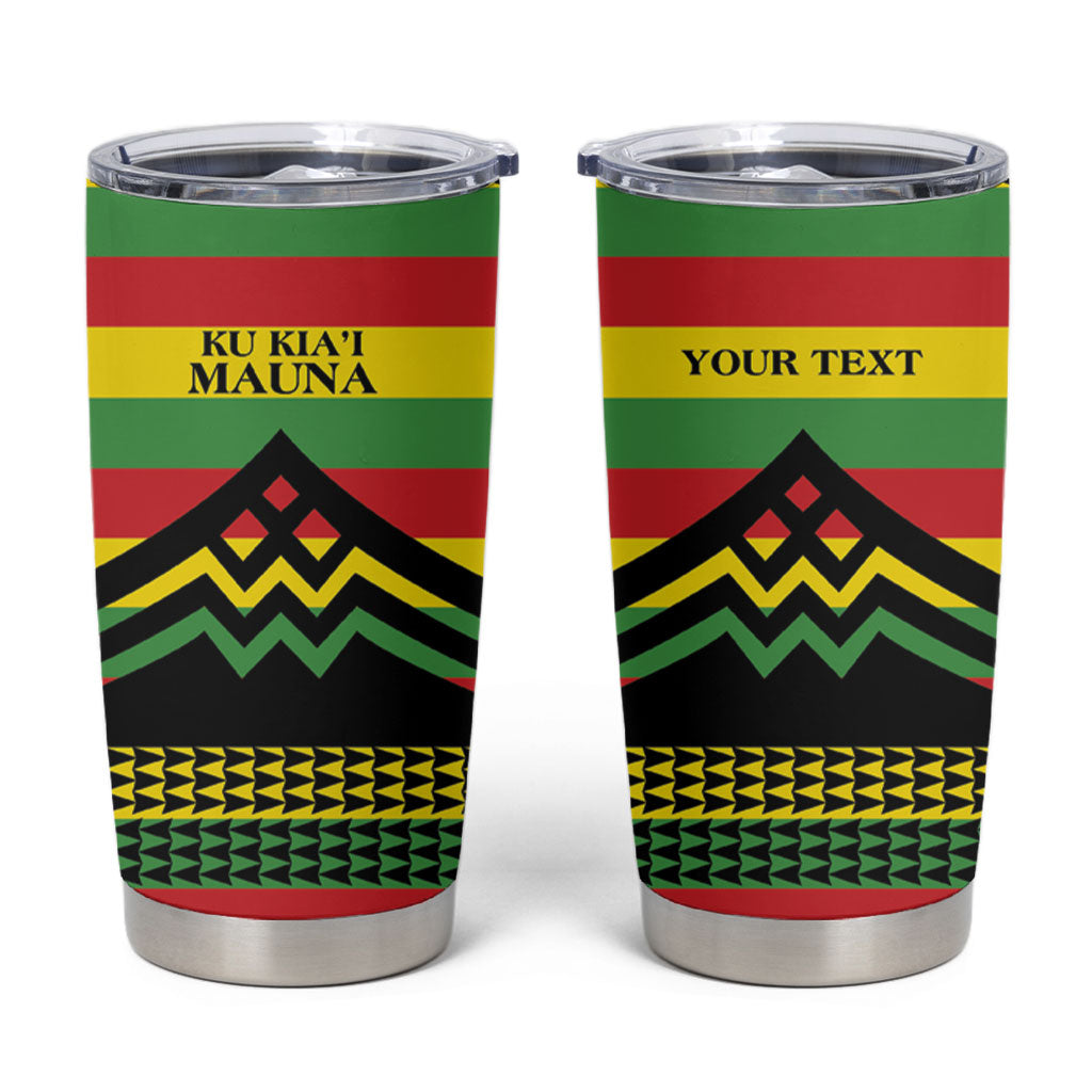 Hawaii Ku Kia'i Mauna Personalized Tumbler Cup Hawaiian Kanaka Maoli Motif LT9 Green - Polynesian Pride