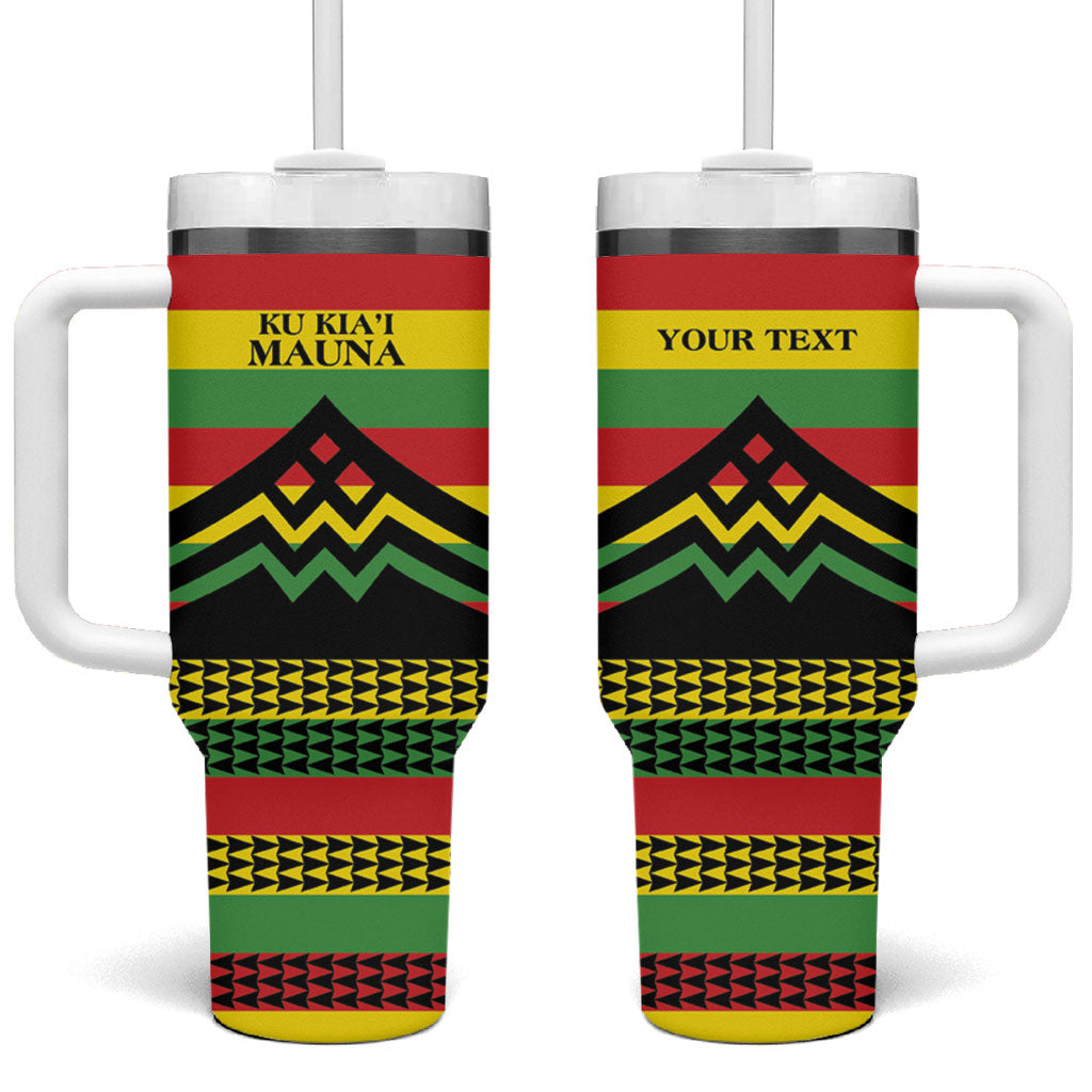 Hawaii Ku Kia'i Mauna Personalized Tumbler With Handle Hawaiian Kanaka Maoli Motif LT9 One Size: 40 oz Green - Polynesian Pride