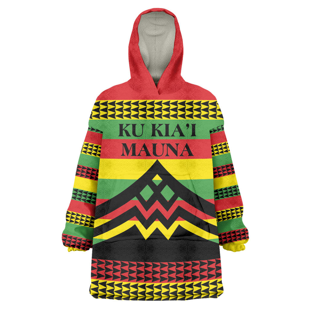 Hawaii Ku Kia'i Mauna Personalized Wearable Blanket Hoodie Hawaiian Kanaka Maoli Motif LT9 One Size Green - Polynesian Pride