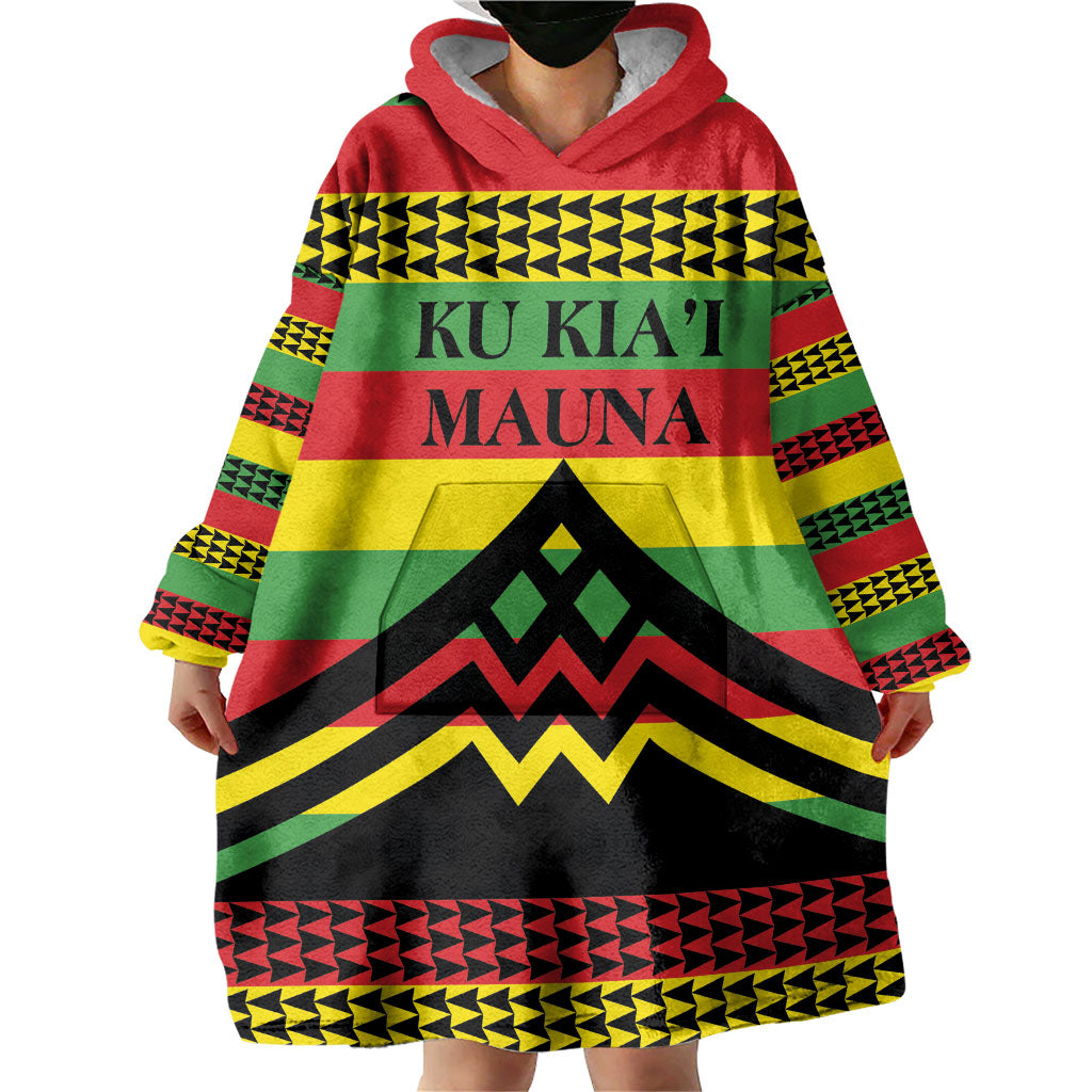 Hawaii Ku Kia'i Mauna Personalized Wearable Blanket Hoodie Hawaiian Kanaka Maoli Motif LT9 - Polynesian Pride