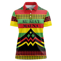 Hawaii Ku Kia'i Mauna Personalized Women Polo Shirt Hawaiian Kanaka Maoli Motif LT9 Female Green - Polynesian Pride