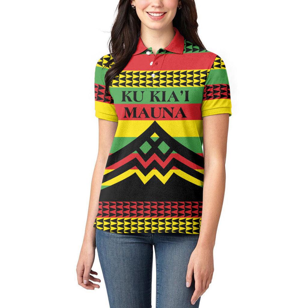 Hawaii Ku Kia'i Mauna Personalized Women Polo Shirt Hawaiian Kanaka Maoli Motif LT9 - Polynesian Pride