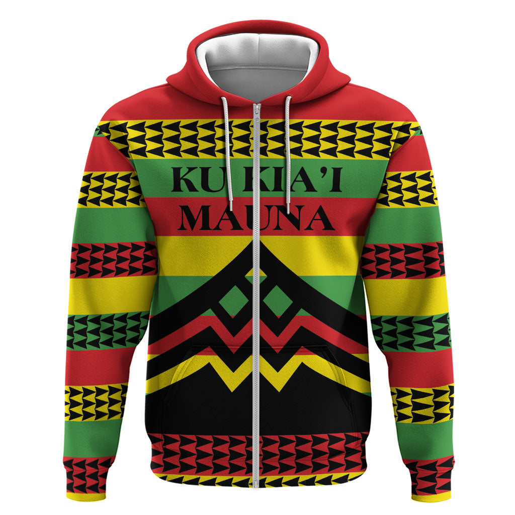 Hawaii Ku Kia'i Mauna Personalized Zip Hoodie Hawaiian Kanaka Maoli Motif LT9 Zip Hoodie Green - Polynesian Pride