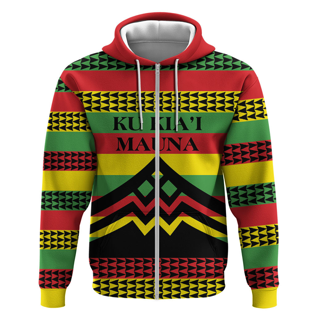 Hawaii Ku Kia'i Mauna Personalized Zip Hoodie Hawaiian Kanaka Maoli Motif LT9 Zip Hoodie Green - Polynesian Pride