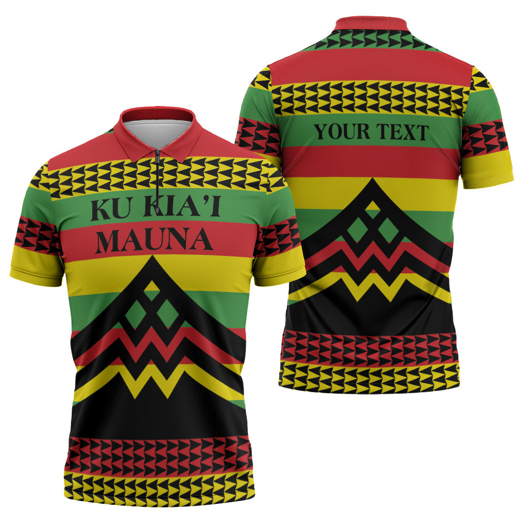 Hawaii Ku Kia'i Mauna Personalized Zipper Polo Shirt Hawaiian Kanaka Maoli Motif LT9 - Polynesian Pride