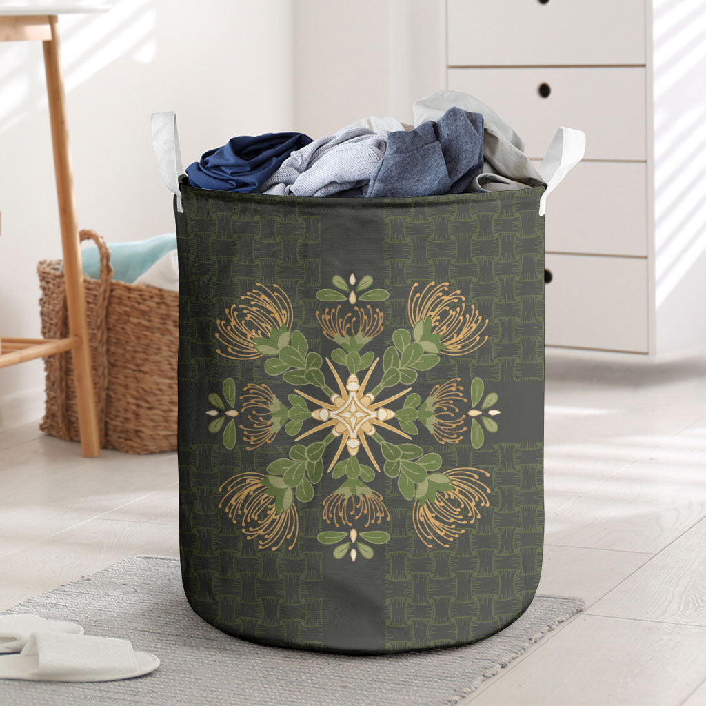 Hawaii Ohia Lehua Squares Laundry Basket Hawaiian Quilt Inspired Floral Pattern