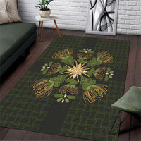Hawaii Ohia Lehua Squares Area Rug Hawaiian Quilt Inspired Floral Pattern