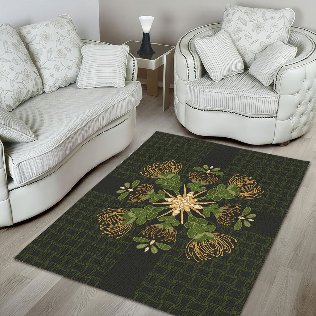 Hawaii Ohia Lehua Squares Area Rug Hawaiian Quilt Inspired Floral Pattern