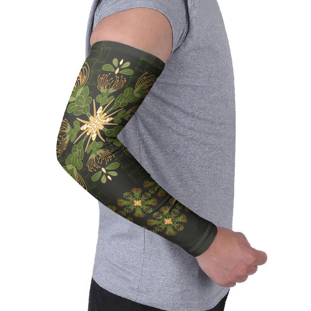Hawaii Ohia Lehua Squares Arm Sleeves Hawaiian Quilt Inspired Floral Pattern LT9 - Polynesian Pride