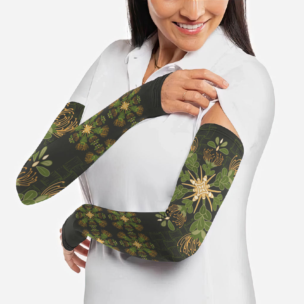Hawaii Ohia Lehua Squares Arm Sleeves Hawaiian Quilt Inspired Floral Pattern LT9 - Polynesian Pride