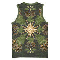 Hawaii Ohia Lehua Squares Basketball Jersey Hawaiian Quilt Inspired Floral Pattern LT9 - Polynesian Pride
