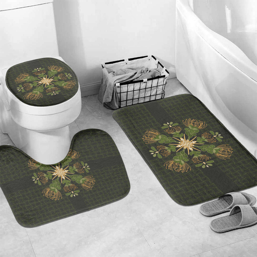 Hawaii Ohia Lehua Squares Bathroom Set Hawaiian Quilt Inspired Floral Pattern