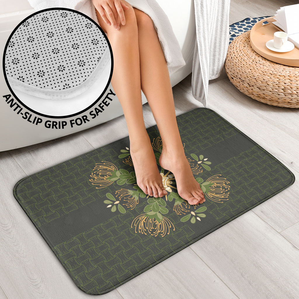 Hawaii Ohia Lehua Squares Bathroom Set Hawaiian Quilt Inspired Floral Pattern