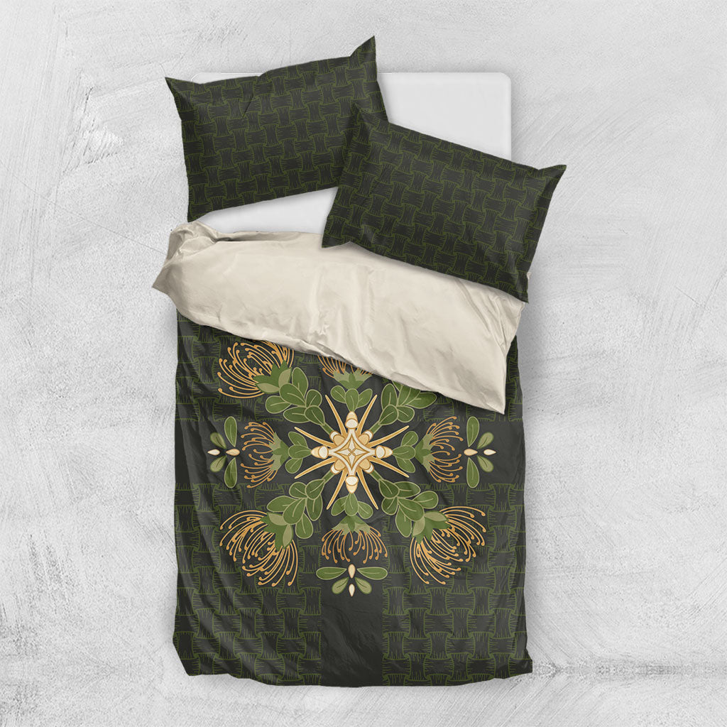 Hawaii Ohia Lehua Squares Bedding Set Hawaiian Quilt Inspired Floral Pattern