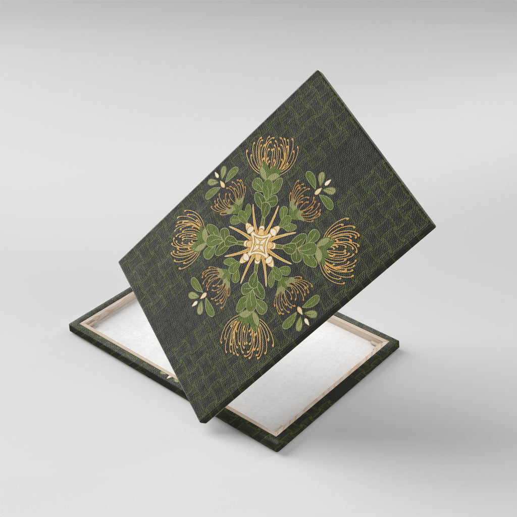 Hawaii Ohia Lehua Squares Canvas Wall Art Hawaiian Quilt Inspired Floral Pattern