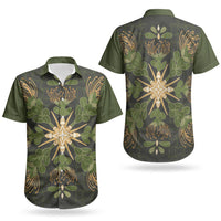 Hawaii Ohia Lehua Squares Couples Matching Off Shoulder Short Dress and Hawaiian Shirt Hawaiian Quilt Inspired Floral Pattern LT9 - Polynesian Pride