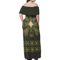 Hawaii Ohia Lehua Squares Family Matching Off Shoulder Maxi Dress and Hawaiian Shirt Hawaiian Quilt Inspired Floral Pattern LT9 - Polynesian Pride