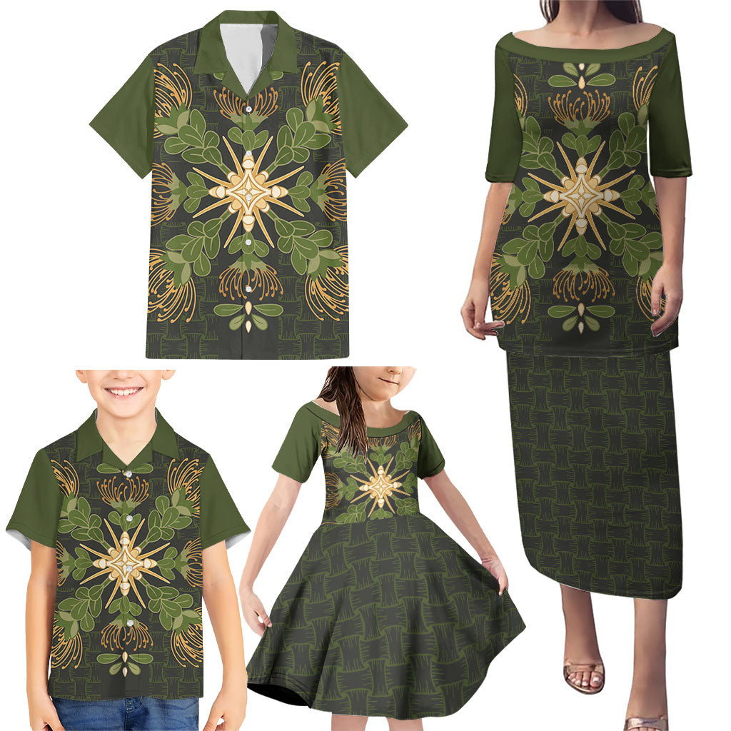 Hawaii Ohia Lehua Squares Family Matching Puletasi and Hawaiian Shirt Hawaiian Quilt Inspired Floral Pattern LT9 - Polynesian Pride