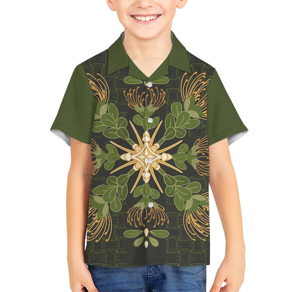 Hawaii Ohia Lehua Squares Kid Hawaiian Shirt Hawaiian Quilt Inspired Floral Pattern