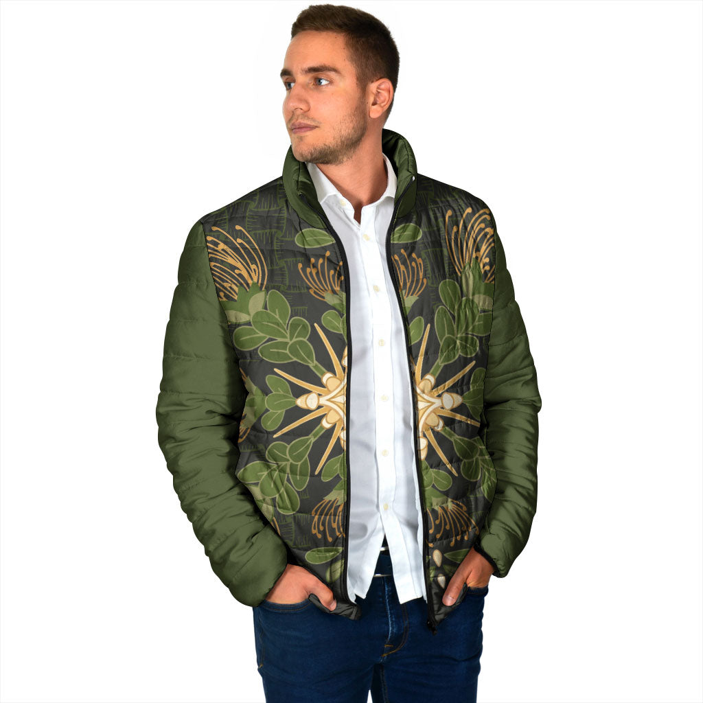 Hawaii Ohia Lehua Squares Padded Jacket Hawaiian Quilt Inspired Floral Pattern