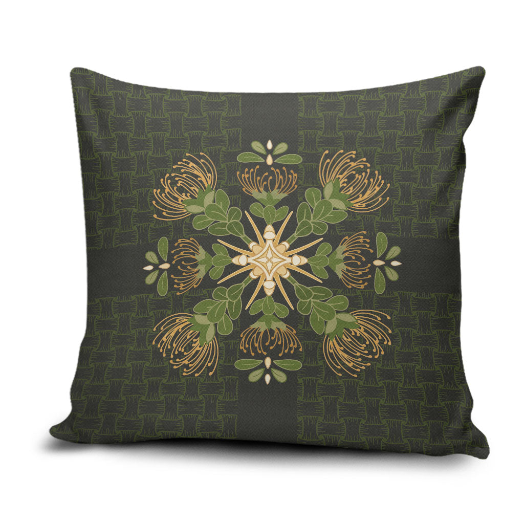 Hawaii Ohia Lehua Squares Pillow Cover Hawaiian Quilt Inspired Floral Pattern