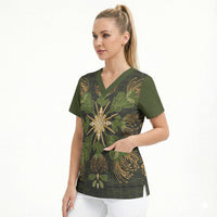 Hawaii Ohia Lehua Squares Scrub Top Hawaiian Quilt Inspired Floral Pattern