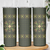 Hawaii Ohia Lehua Squares Skinny Tumbler Hawaiian Quilt Inspired Floral Pattern LT9 - Polynesian Pride