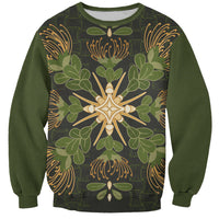 Hawaii Ohia Lehua Squares Sweatshirt Hawaiian Quilt Inspired Floral Pattern