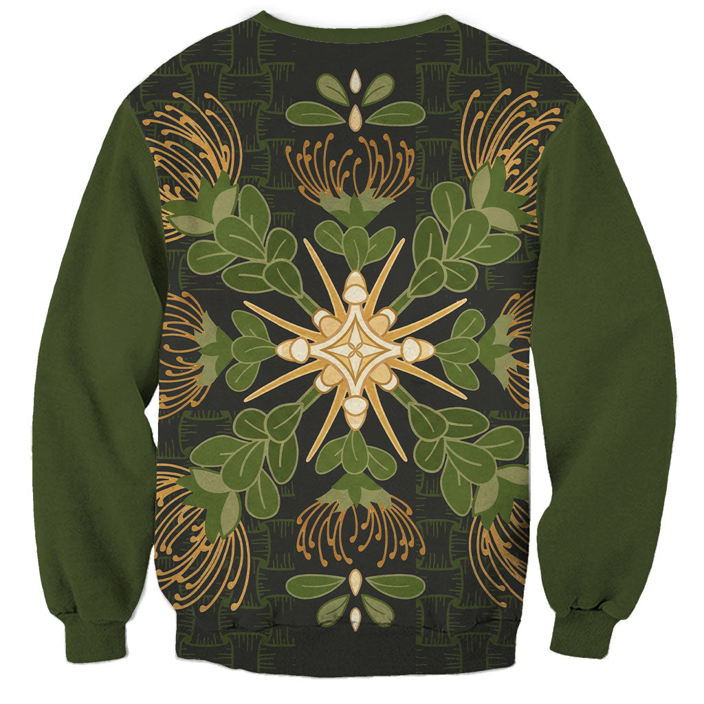 Hawaii Ohia Lehua Squares Sweatshirt Hawaiian Quilt Inspired Floral Pattern