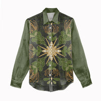 Hawaii Ohia Lehua Squares Women Casual Shirt Hawaiian Quilt Inspired Floral Pattern LT9 - Polynesian Pride
