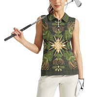 Hawaii Ohia Lehua Squares Women Sleeveless Polo Shirt Hawaiian Quilt Inspired Floral Pattern LT9 - Polynesian Pride