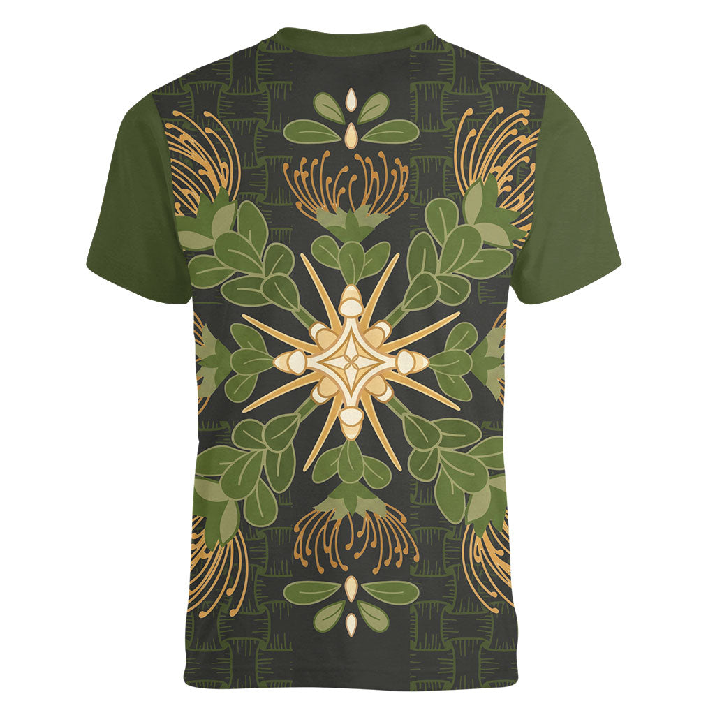 Hawaii Ohia Lehua Squares Women V-Neck T-Shirt Hawaiian Quilt Inspired Floral Pattern LT9 - Polynesian Pride