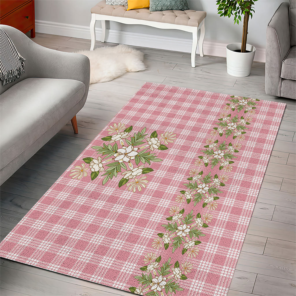 Akala Hamele Hawai'i Palaka Squares Maile Leaf Area Rug Flowers Hawaiian Quilt Patterns LT9 - Polynesian Pride