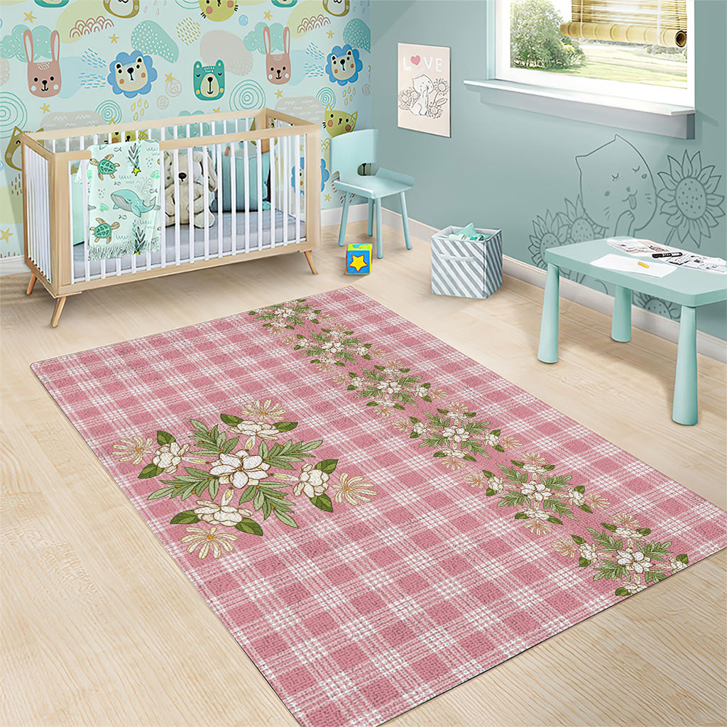 Akala Hamele Hawai'i Palaka Squares Maile Leaf Area Rug Flowers Hawaiian Quilt Patterns LT9 - Polynesian Pride