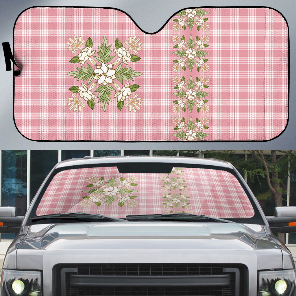 Akala Hamele Hawai'i Palaka Squares Maile Leaf Auto Sun Shade Flowers Hawaiian Quilt Patterns LT9 Dusty Rose - Polynesian Pride