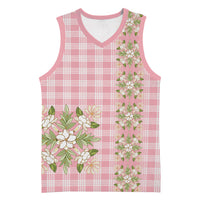 Akala Hamele Hawai'i Palaka Squares Maile Leaf Basketball Jersey Flowers Hawaiian Quilt Patterns LT9 Unisex Dusty Rose - Polynesian Pride